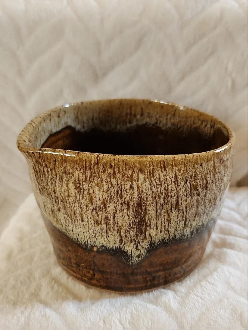 Handcrafted Brown & Cream Ceramic Bowl - Rustic Home Art